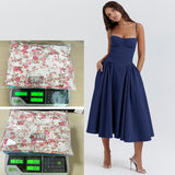Women's summer amazon dress: french retro long dress, court style dopamine outfit, spaghetti strap dress for women