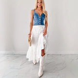 Women's top - direct from the factory, always in stock, fashionable and casual stretch denim vest for women - perfect for us & european export and cross-border e-commerce