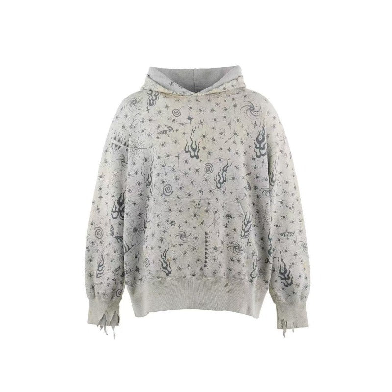 Saint m hoodie fall and winter s.m full printed little spider pattern pullover hooded sweatshirt