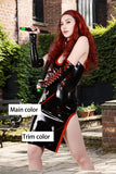 Women Bodycon Latex Mini Dress High Slit