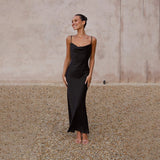 Women's dress - cross-border e-commerce, european & american style, spring/summer, spaghetti strap, deep v-neck, slim fit, urban chic, solid color dress