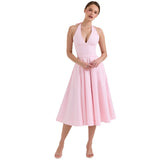 Women's dress: summer amazon hot seller - slim waist, halter neck, structured, backless, drawstring tie, bandeau, spaghetti strap dress