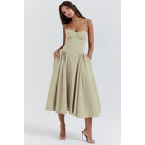 Women's summer amazon dress: french retro long dress, court style dopamine outfit, spaghetti strap dress for women