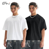 High-quality, pure cotton, short-sleeved, oversized t-shirt in a trendy, european and american style. this heavyweight tee features a drop-shoulder design and is perfect for men
