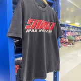 saint m t shirts  s.m letter print crew neck pullover short sleeve top - wholesale