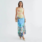 Women's dress - american sweetheart oil painting style dress - spring/summer ins trendy versatile casual long dress for women