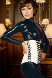 Women White Latex Corsets Medica Laced Underbust Design