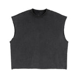 Personalizedretro washed short tank top% cotton plaidcasual tank top square version sleeveless men t-shirt