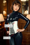 Women White Latex Corsets Medica Laced Underbust Design
