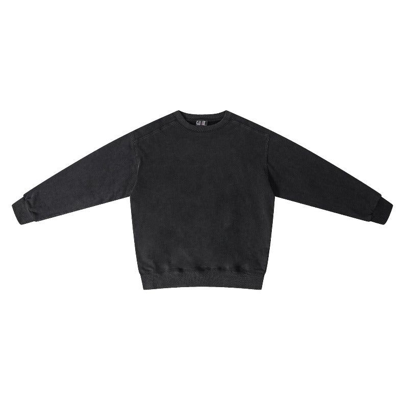 Saint m hoodie spring & fall s.m washed and distressed pure color round neck pullover sweatshirt