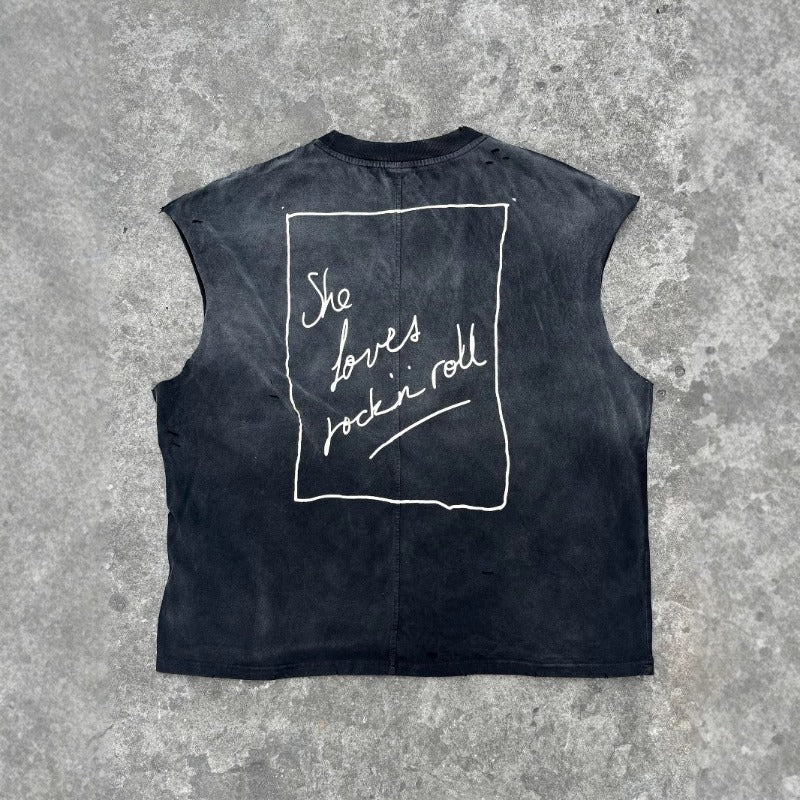 saint m t shirts  s.m. rock 'n' roll limited edition crew neck pullover casual tank top - wholesale