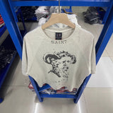 saint m t shirts  s.m sketch figure graphic crew neck pullover short sleeve top - wholesale