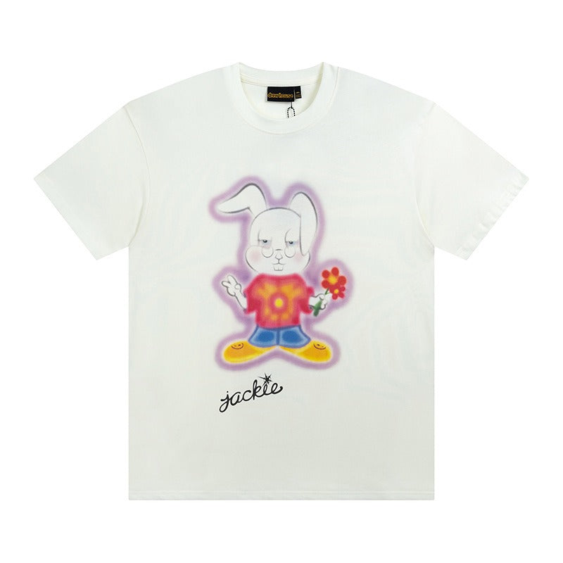 Drew house t-shirt - spring/summer d@ew cartoon rabbit graphic crew neck pullover short sleeve - wholesale