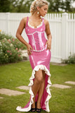 Women Pink Latex Corsets Fascination Street Design