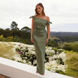 Women's summer dress - european & american style off-the-shoulder one-shoulder tie-up elegant sexy bodycon mini dress