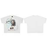 saint m t shirts  s.m character & letter graphic crew neck pullover short sleeve t-shirt - wholesale