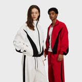 Etai men's clothing | trendy color block oversized tracksuit set - men's casual high neck jacket & wide leg pants - spring/autumn outfit