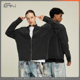 Etai men's clothing american retro distressed stand collar jacket - high-quality men's autumn short, oversized jacket top