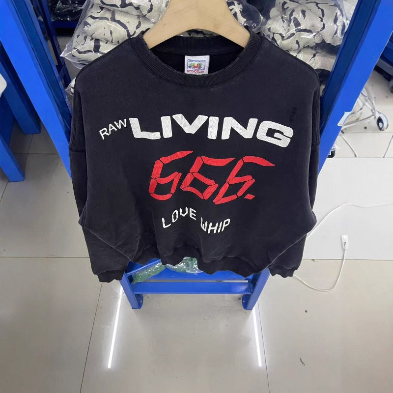 Saint m hoodie - autumn/winter s.m washed vintage classic print crewneck sweatshirt - wholesale