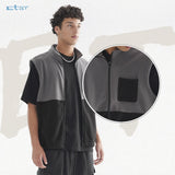 Etai men's clothing color block fleece vest jacket - trendy, high-quality sleeveless zip-up outerwear for men