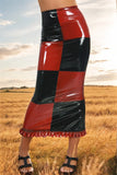 Checkered N Chic Womens Latex Skirt Red Black