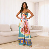 Women's pants: european and american export, aliexpress, amazon, casual fashion, digital print, tie-front romper