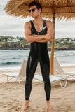 Man Latex Catsuits Muscle Singlet Front Zipper
