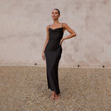 Women's dress - cross-border e-commerce, european & american style, spring/summer, spaghetti strap, deep v-neck, slim fit, urban chic, solid color dress