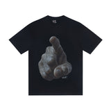 saint m t shirts  s.m. finger letter graphic crew neck pullover short sleeve top