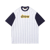 Drew house t-shirt - spring/summer - d@ew letter print striped color block crew neck pullover short sleeve