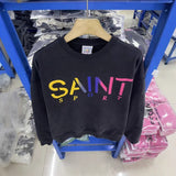 Saint m hoodie - autumn/winter s.m rainbow letter print crewneck pullover sweatshirt - wholesale