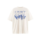 saint m t shirts  s.m houndstooth letter graphic crew neck short sleeve top - wholesale