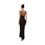 Women's dress - cross-border e-commerce, european & american style, spring/summer, spaghetti strap, deep v-neck, slim fit, urban chic, solid color dress