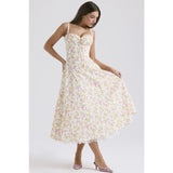 Women's dress: european and american cross-border chic floral collection - french summer camisole dress, soft & feminine style, slimming floral camisole maxi dress