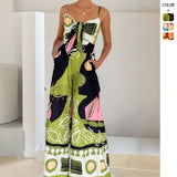 Women's pants: european and american export, aliexpress, amazon, casual fashion, digital print, tie-front romper