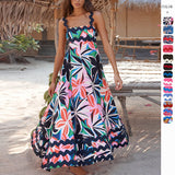 Women's dress - cross-border amazon - european & american fashion - high-end spring/summer - spaghetti strap maxi dress - printed long dress - women's