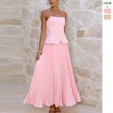 Women's dress - amazon cross-border fashion: european & american summer style - versatile, fresh, sweet, sleeveless, solid color dress for women