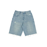 Personalizedretro washed denim shorts g high quality denim shorts trendy brand loose edge frayed denim shorts