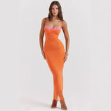 Women's dress: european and american cross-border fashion - lace trim bandeau maxi dress, spicy girl style, fashionable camisole, vacation-inspired dress for women