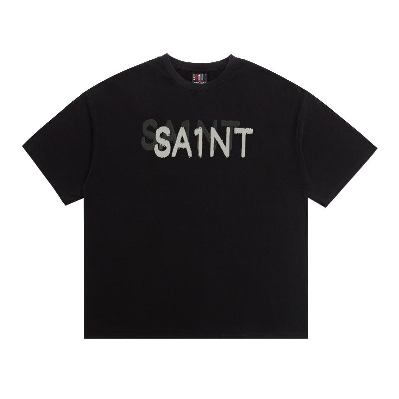 saint m t shirts  s.m phantom letter graphic crew neck pullover short sleeve top - wholesale