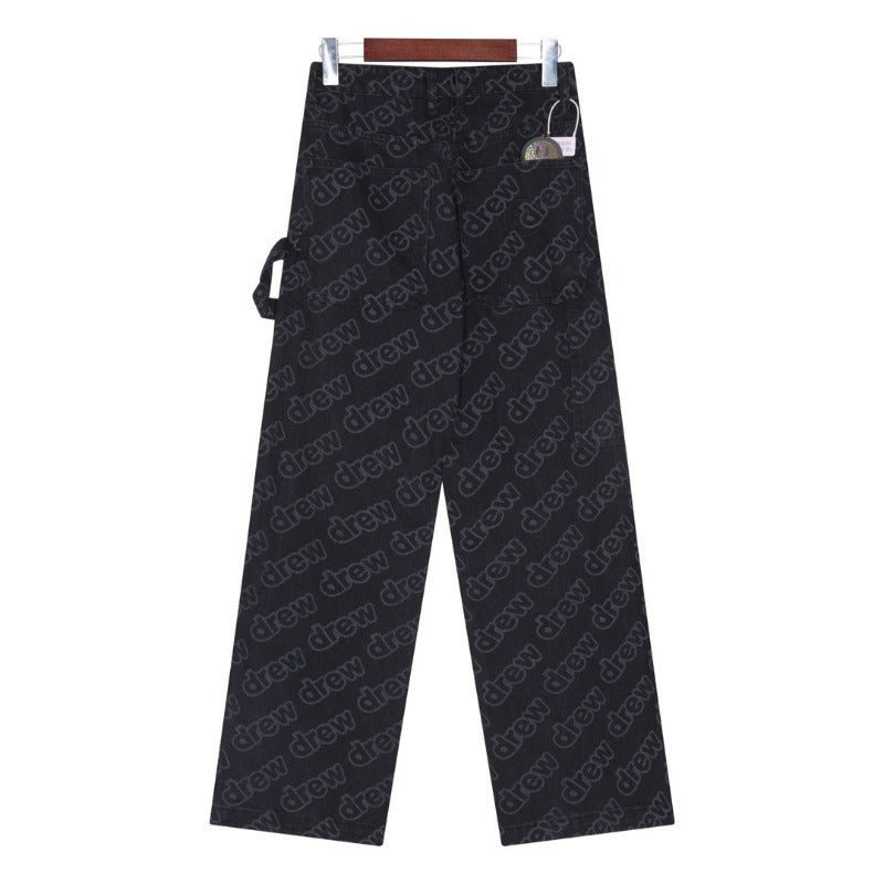 Drew house pants spring & fall d@ew full printed barrage letterstraight-legjeans