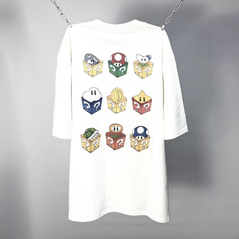 saint m t shirts  s.m. collaboration cartoon graphic crewneck short sleeve t-shirt - wholesale