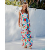 Women's dress - spring/summer collection - cross-border e-commerce - ebay, amazon, independent stores - export fashion - european & american style - floral print - maxi dress