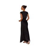 Women's dress - export fashion, european & american style, spring/summer satin solid color v-neck sexy mermaid tail dress, elegant party gown, maxi dress for women