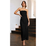 Women's dress - cross-border fashion, european & american amazon style, spring/summer elegant socialite satin backless bandeau dress with print