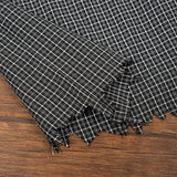 Etai men's fashionable brand fine grids pattern damaged hem shirt short sleeve men's summer thin men's casual boxy shirt