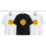 Drew house t shirt spring and summer d@ew dissolving smiley face pattern round neck pullover short sleeves
