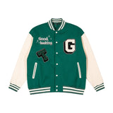 Etai men's clothing youth autumn/winter trendy baseball jacket - sporty casual color block fleece outerwear