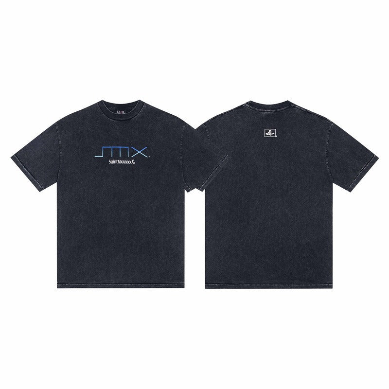 saint m t shirts  s.m washed & distressed collection crew neck pullover short sleeve tee
