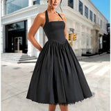 Women's dress - european & american style sexy lingerie - cross-border amazon - sleeveless off-shoulder tie-up cami - slim fit pleated skirt